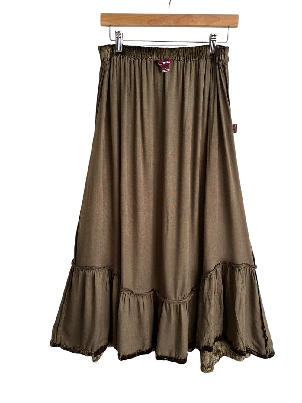 APRIL CORNELL Velvet Boho Prairie Midi Skirt | Romantic Cottagecore Whimsigoth S - Picture 9 of 12